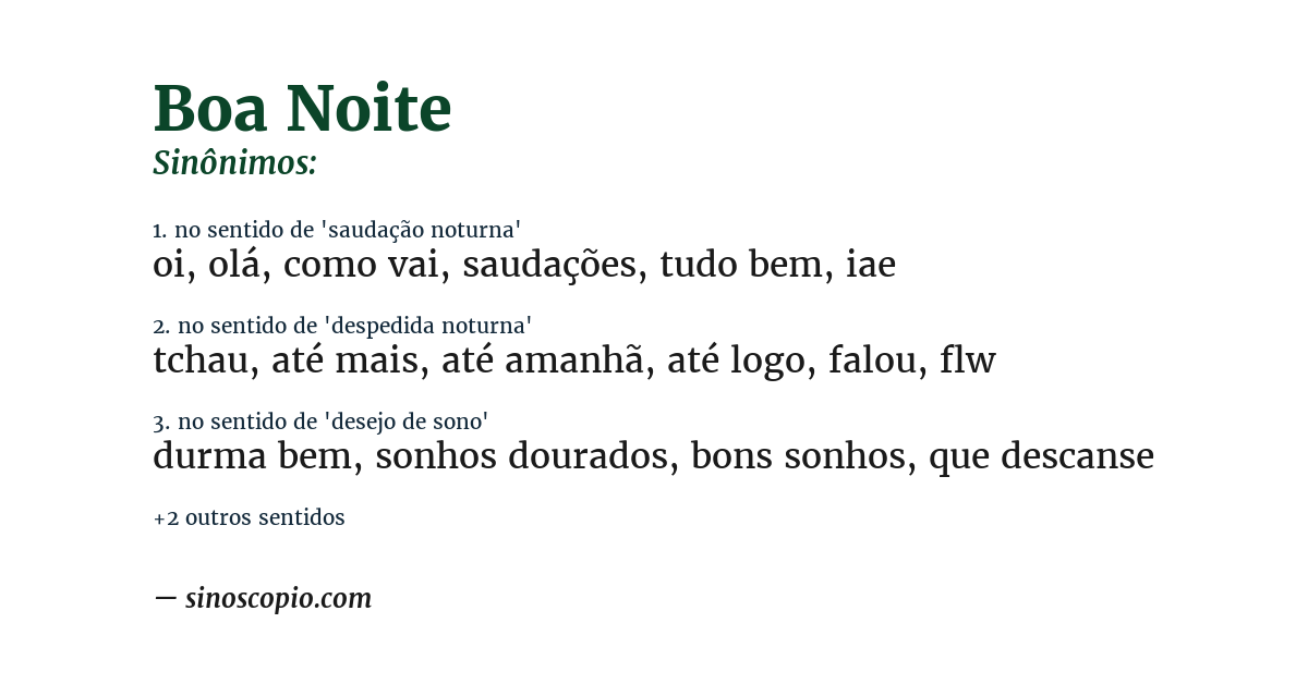 Sinônimo de boa noite