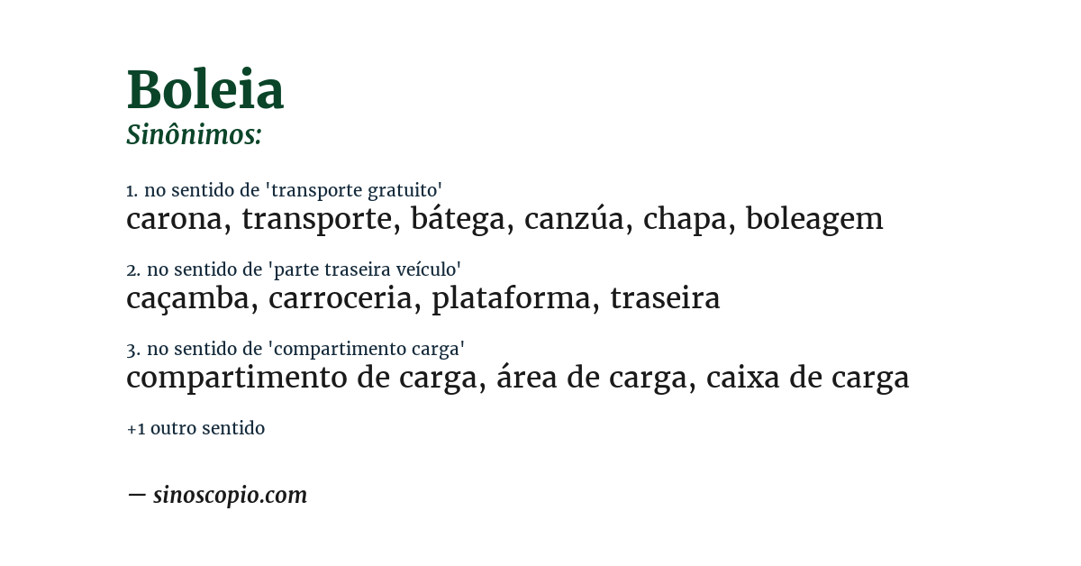 Sinônimo de boleia