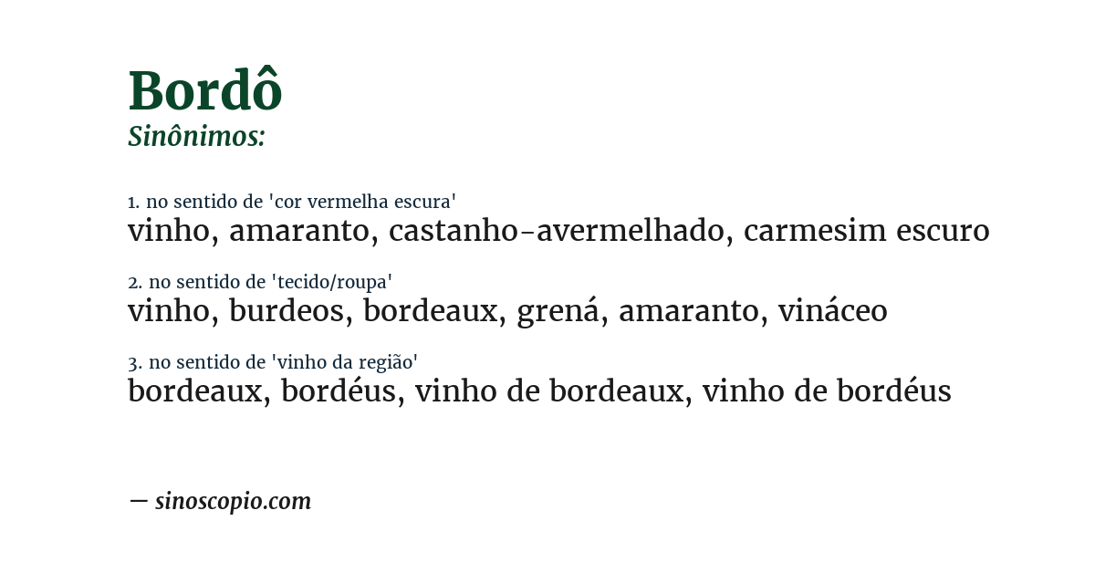 Sinônimo de bordô