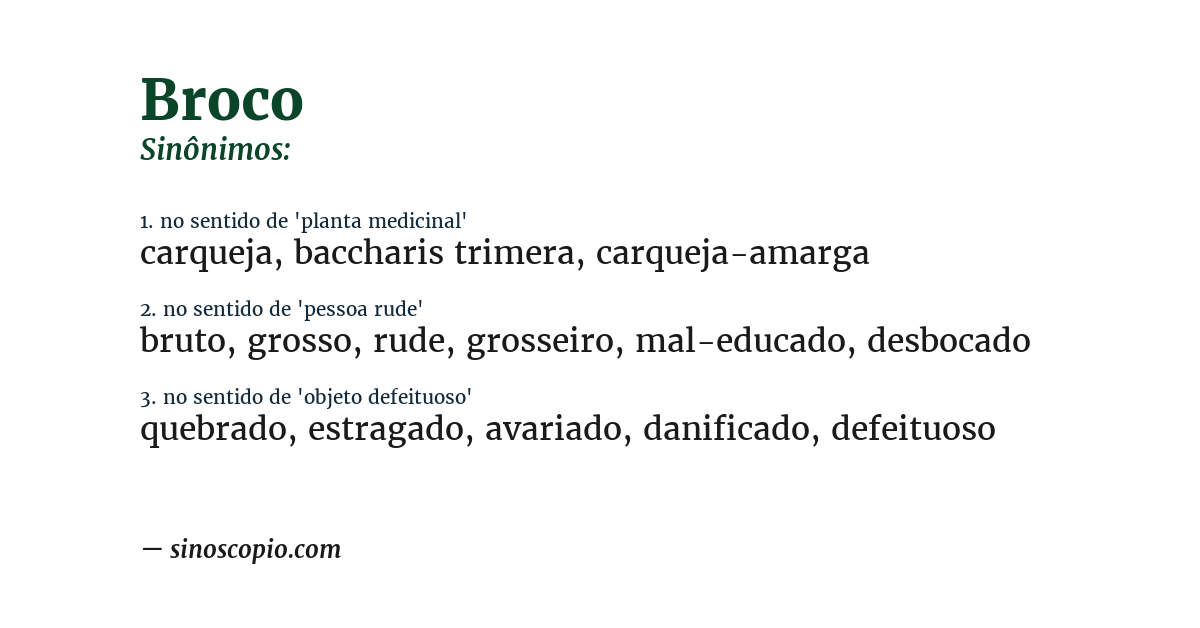 Sinônimo de broco