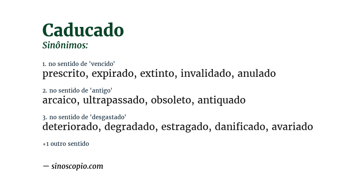Sinônimo de caducado
