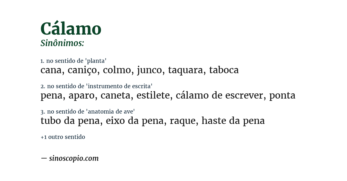 Sinônimo de cálamo