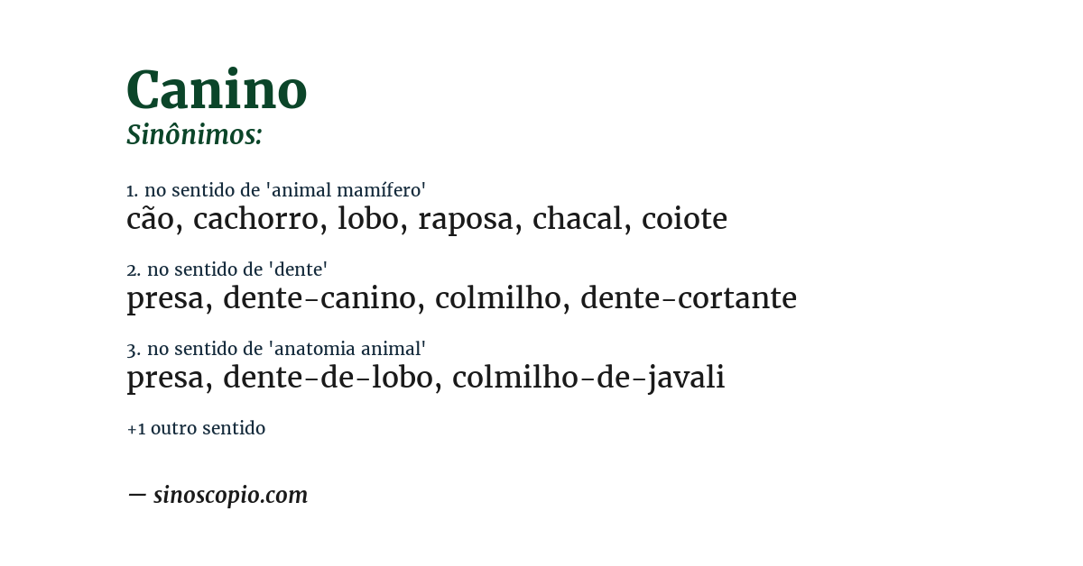 Sinônimo de canino