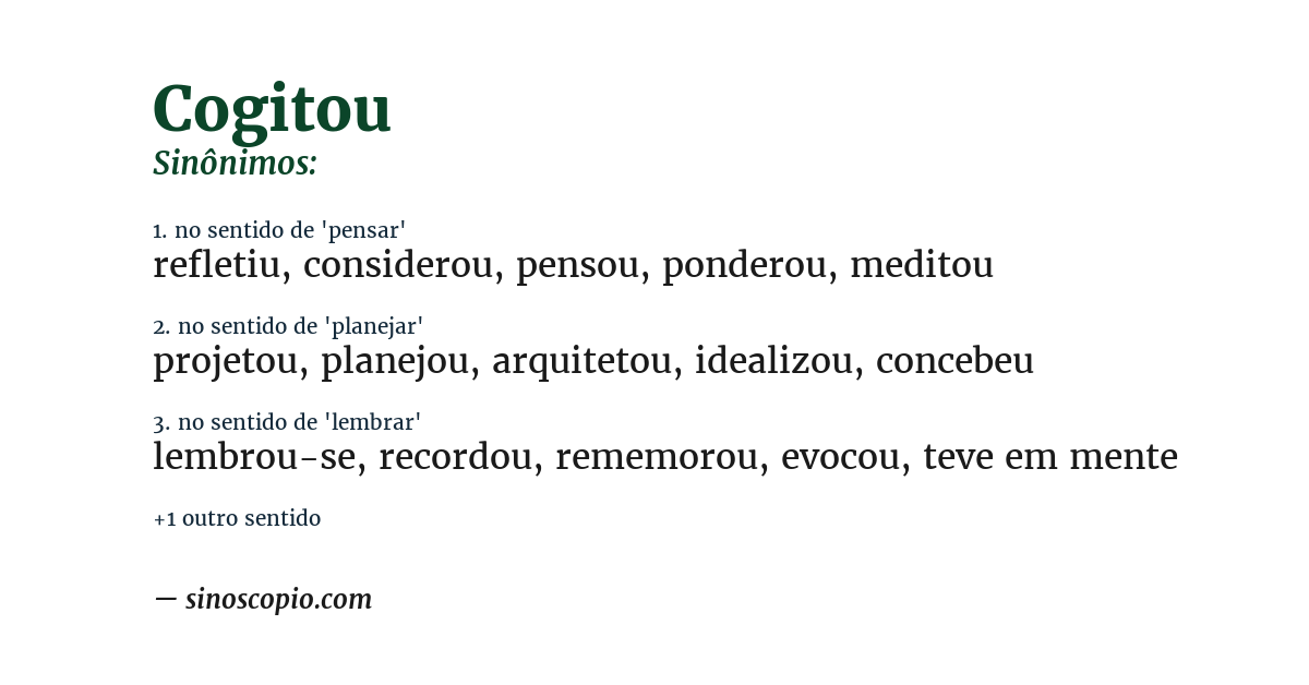 Sinônimo de cogitou