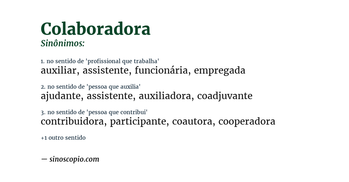 Sinônimo de colaboradora