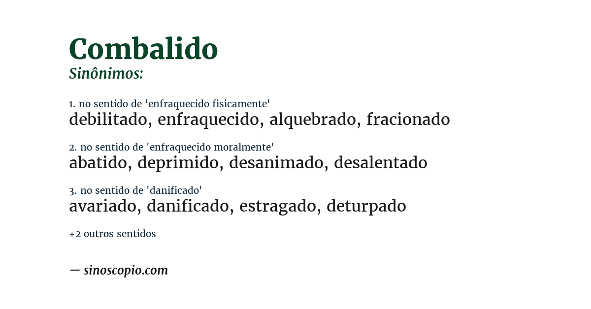 Sinônimo de combalido