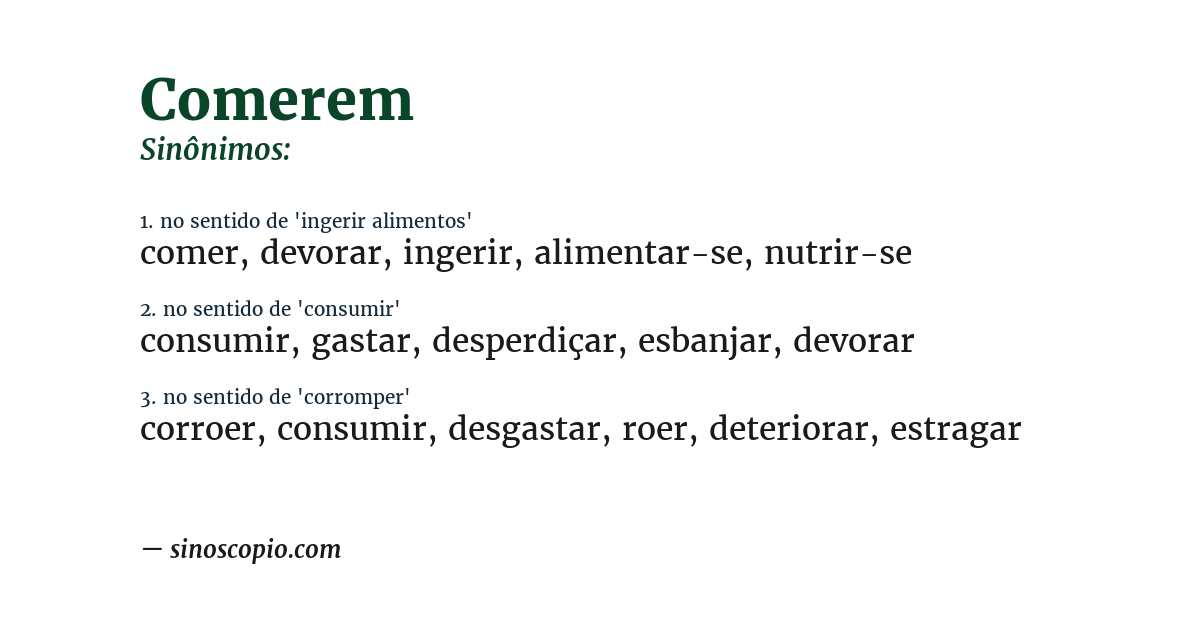 Sinônimo de comerem