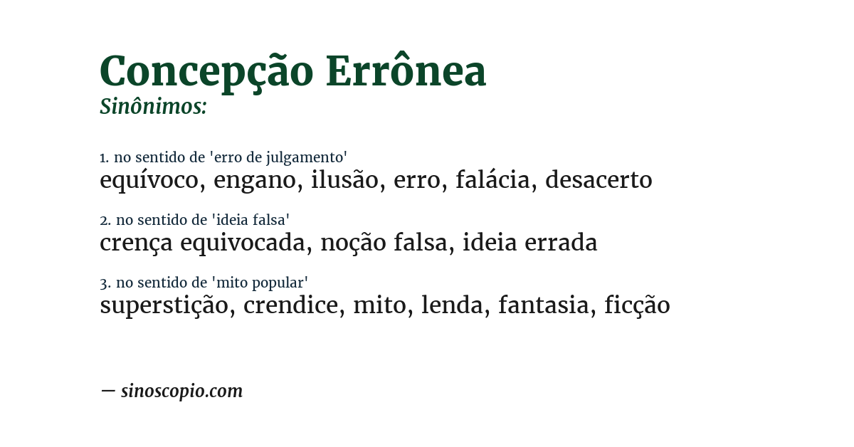 Sinônimo de concepção errônea