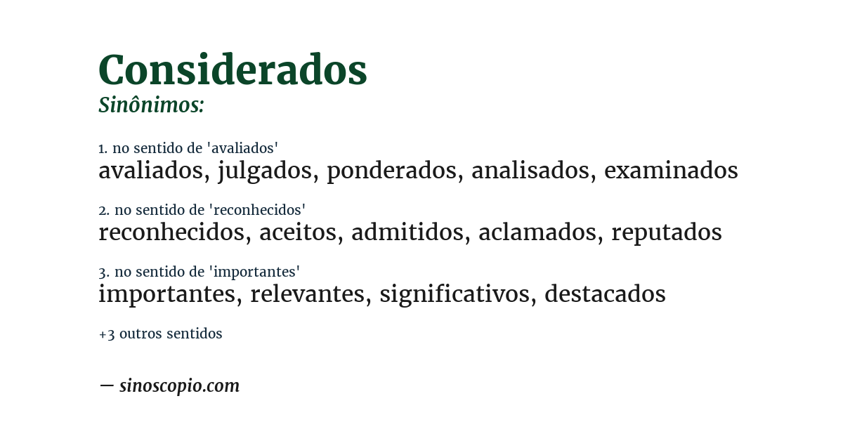 Sinônimo de considerados