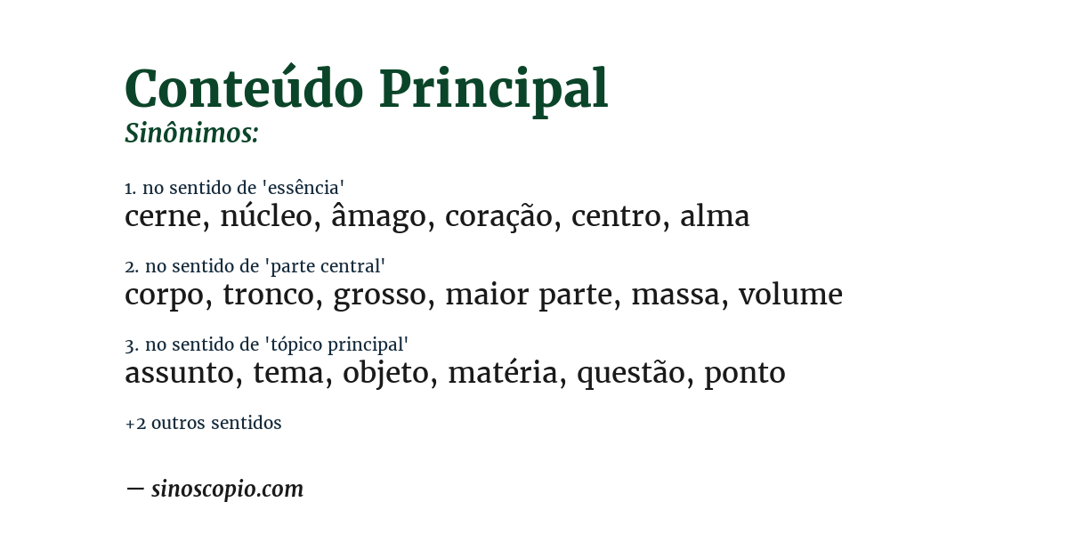 Sinônimo de conteúdo principal
