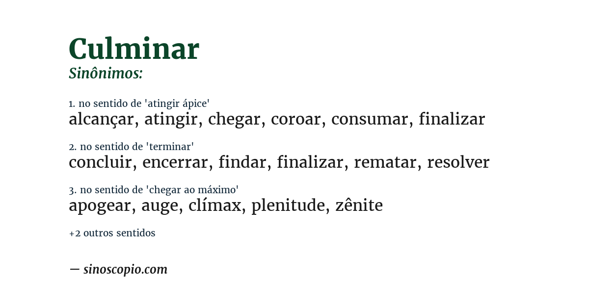 Sinônimo de culminar