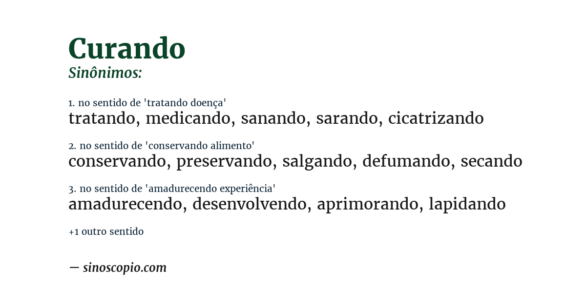 Sinônimo de curando