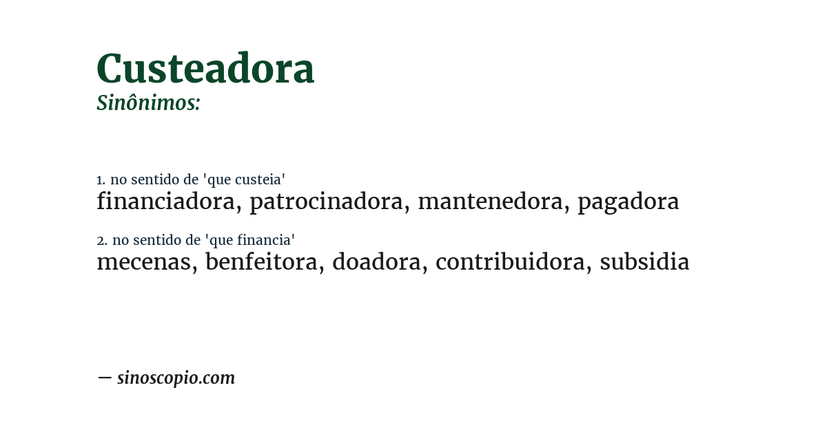 Sinônimo de custeadora