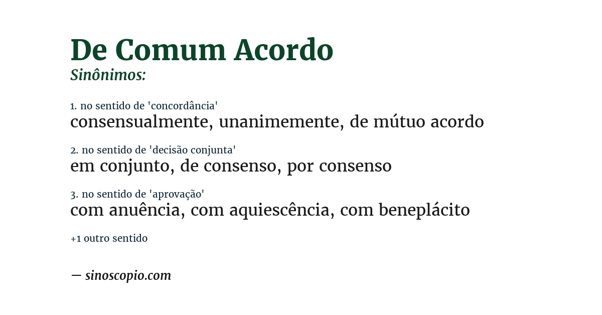 Sinônimo de de comum acordo