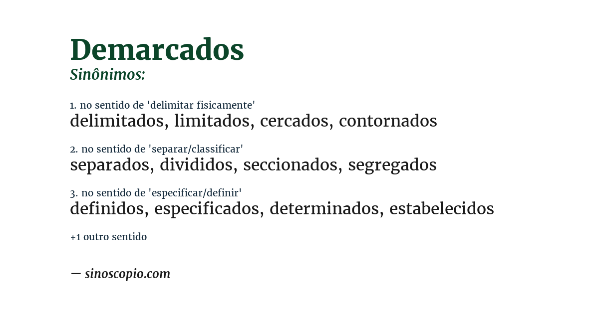 Sinônimo de demarcados