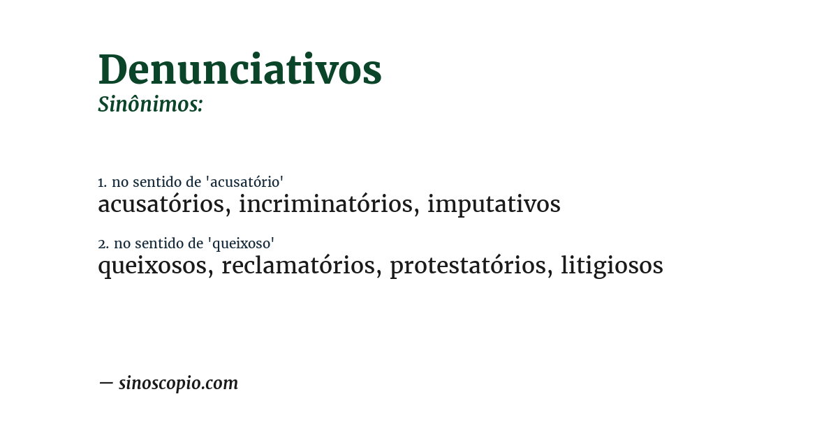 Sinônimo de denunciativos