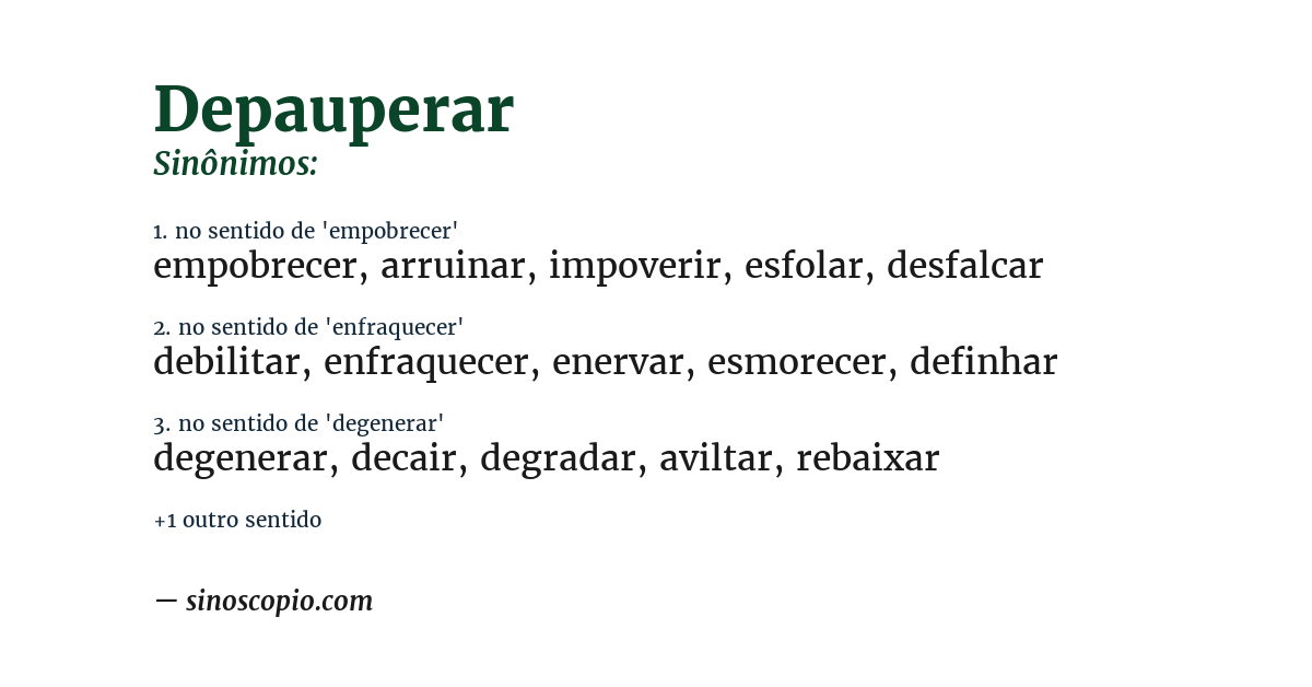 Sinônimo de depauperar