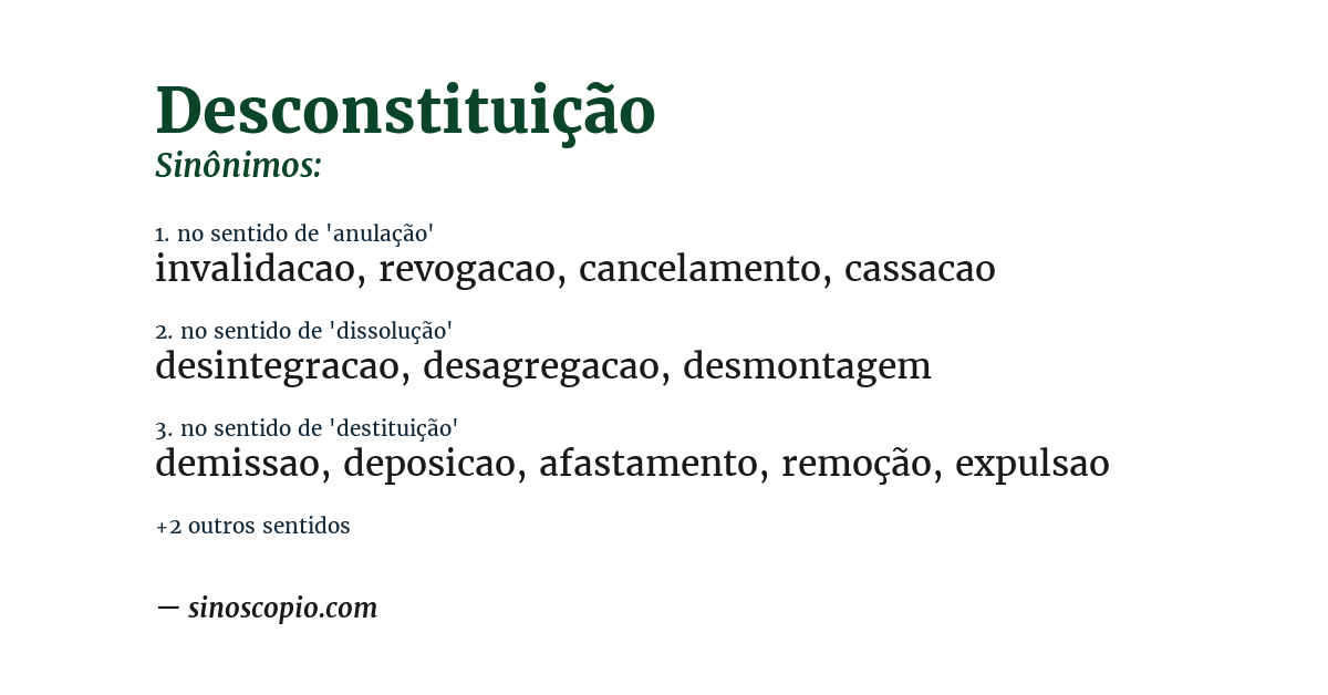 Sinônimo de desconstituição