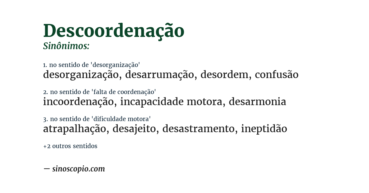 Sinônimo de descoordenação