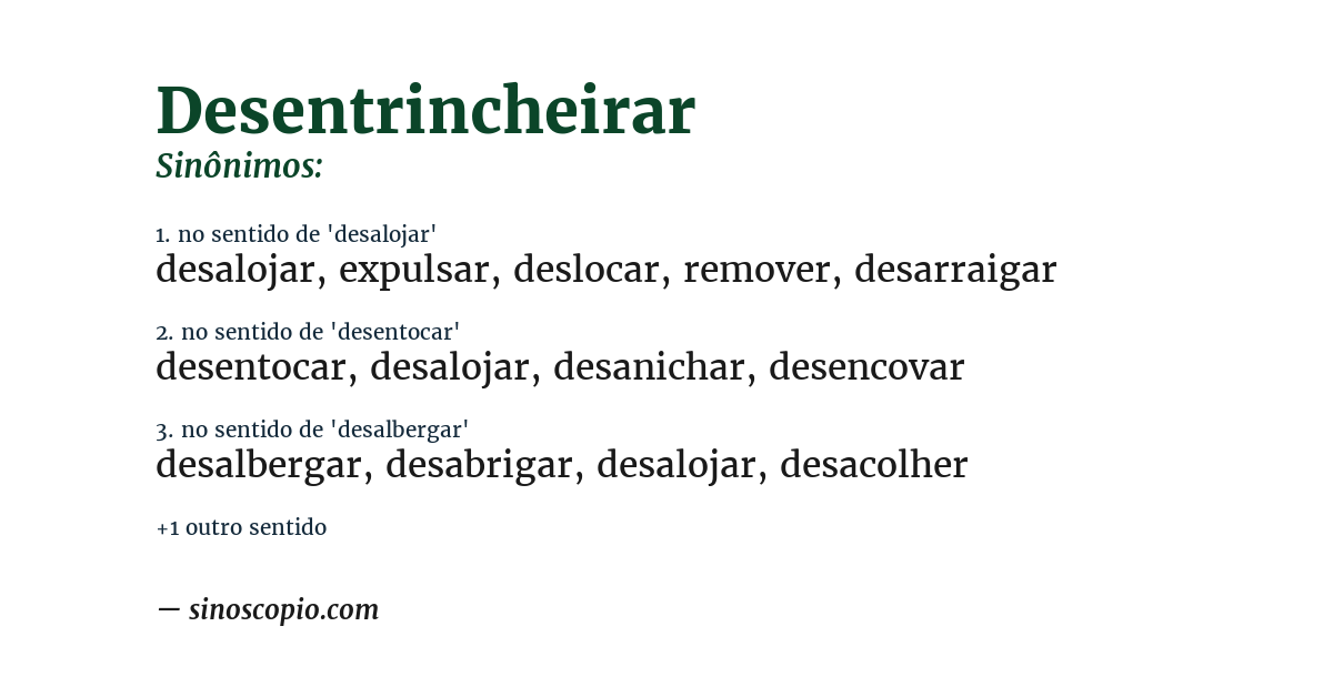 Sinônimo de desentrincheirar