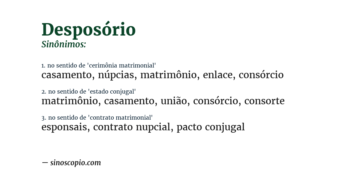 Sinônimo de desposório
