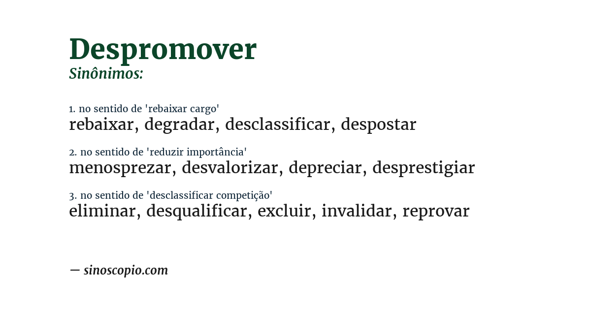 Sinônimo de despromover