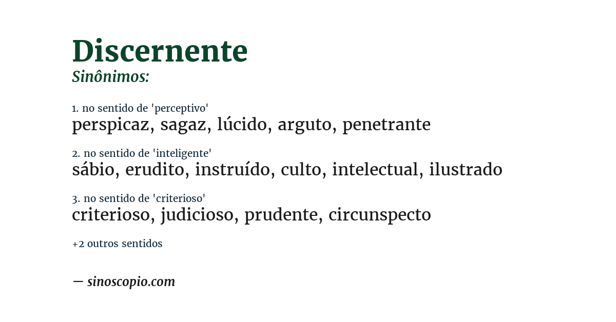 Sinônimo de discernente