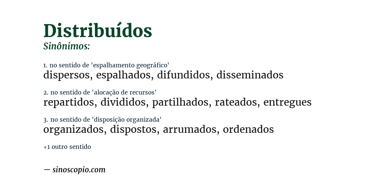 Sinônimo de distribuídos