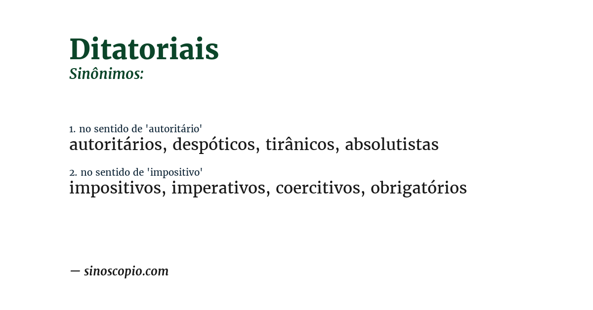 Sinônimo de ditatoriais