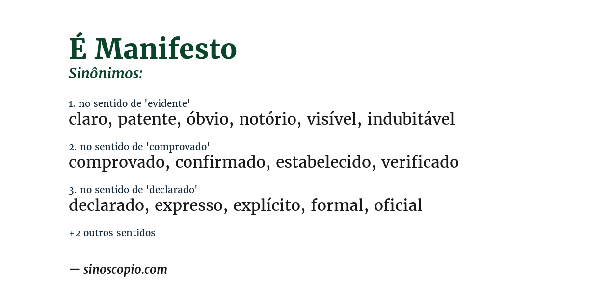 Sinônimo de é manifesto