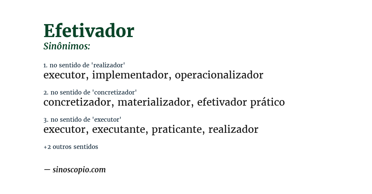 Sinônimo de efetivador