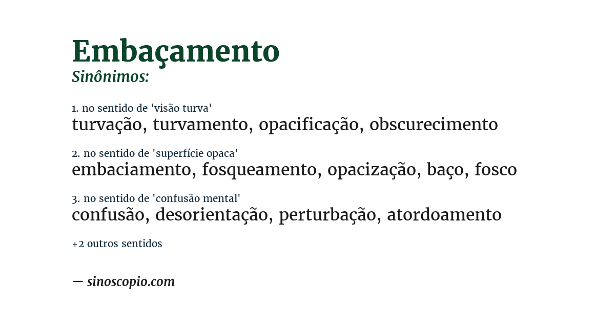 Sinônimo de embaçamento