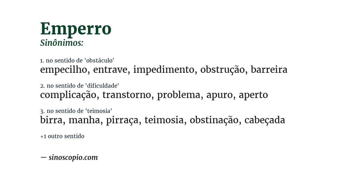 Sinônimo de emperro