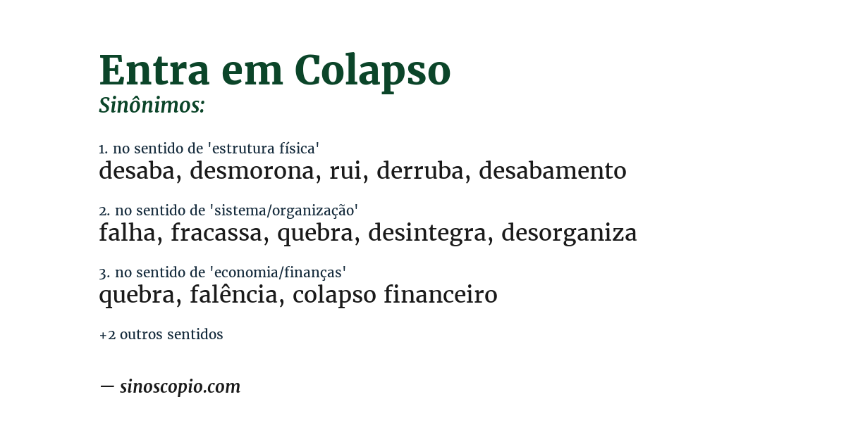 Sinônimo de entra em colapso