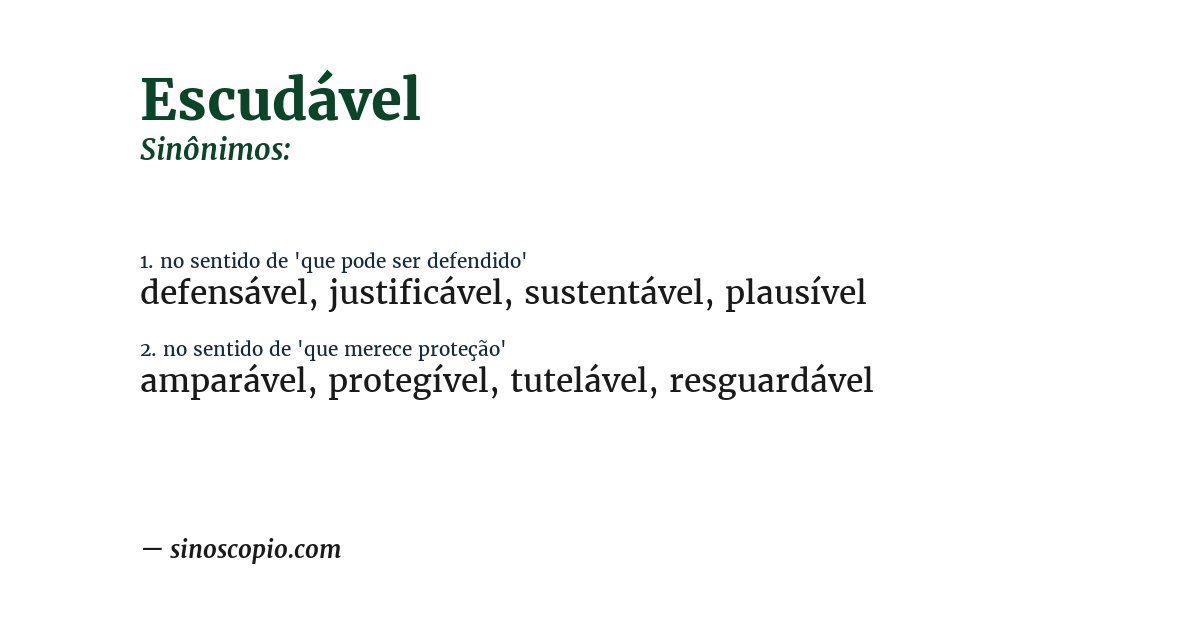Sinônimo de escudável