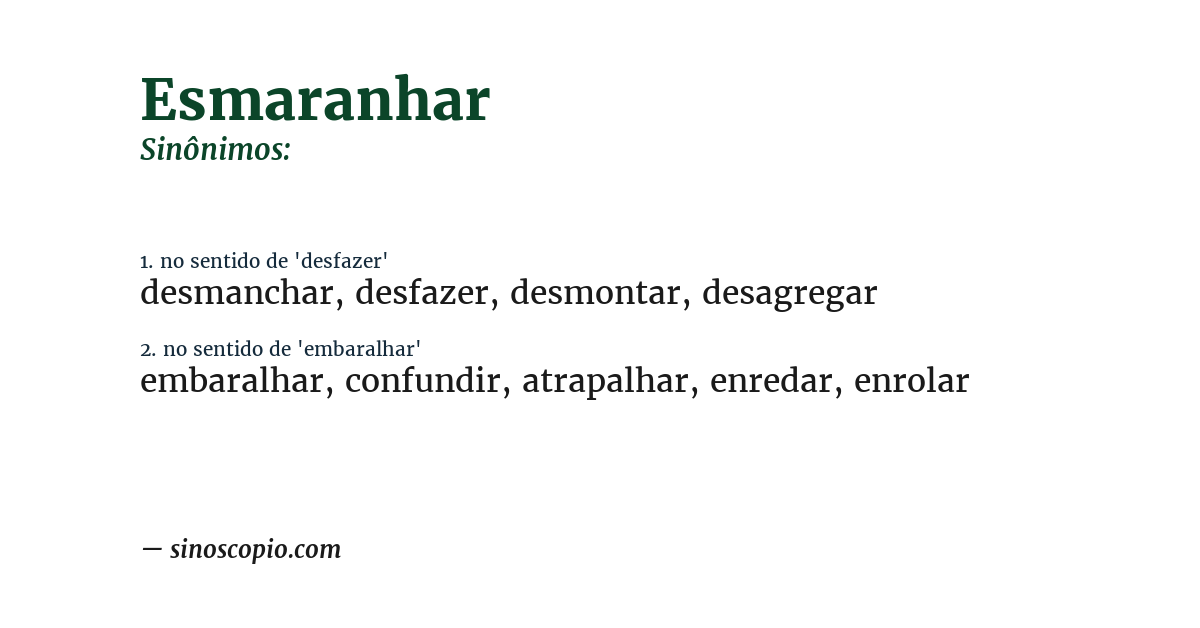 Sinônimo de esmaranhar