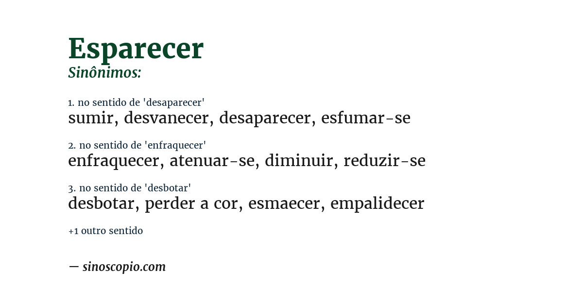 Sinônimo de esparecer