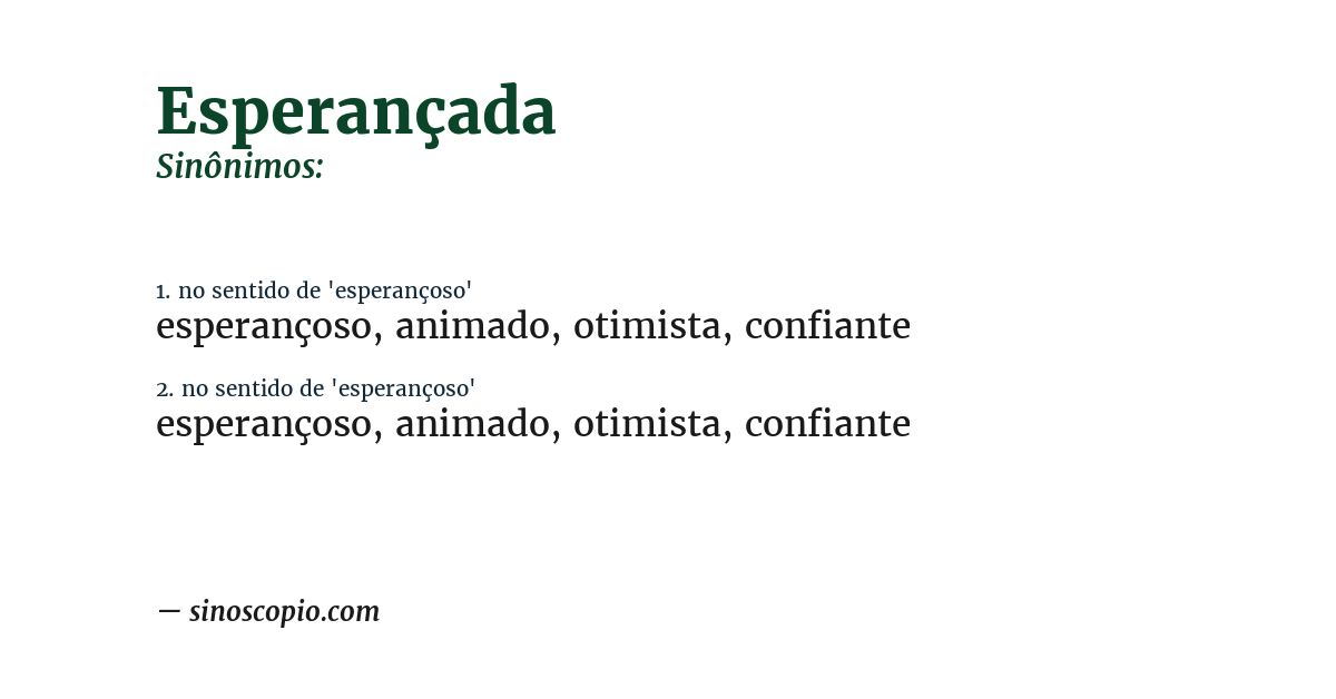 Sinônimo de esperançada