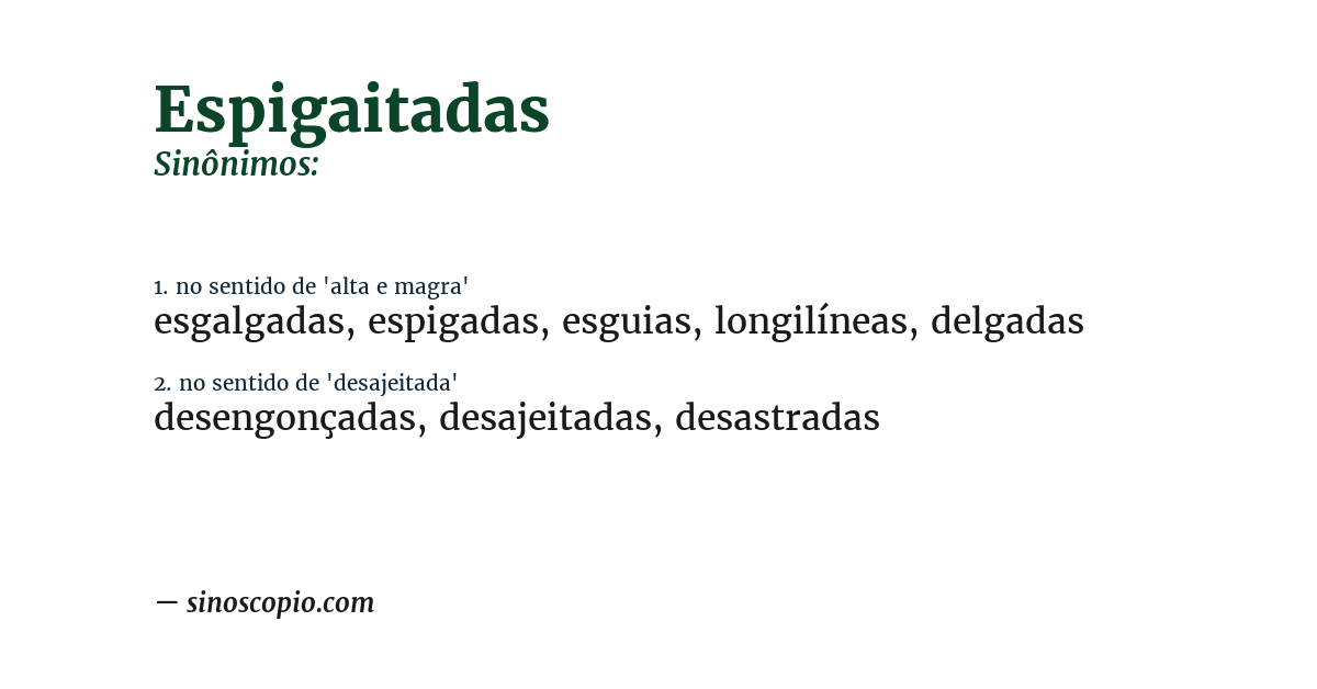 Sinônimo de espigaitadas