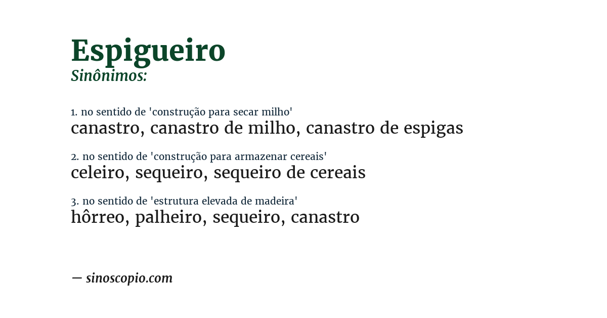 Sinônimo de espigueiro