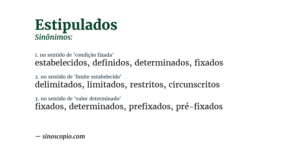 Sinônimo de estipulados