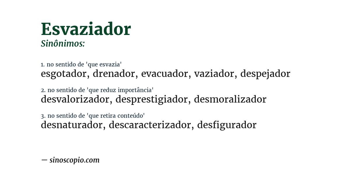 Sinônimo de esvaziador