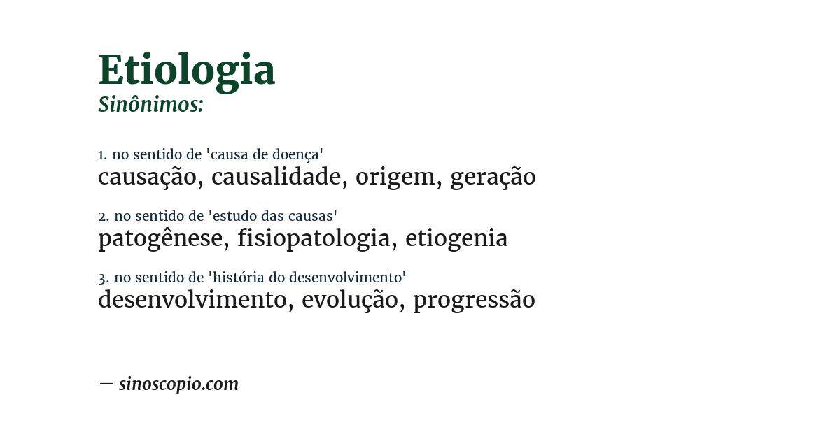 Sinônimo de etiologia