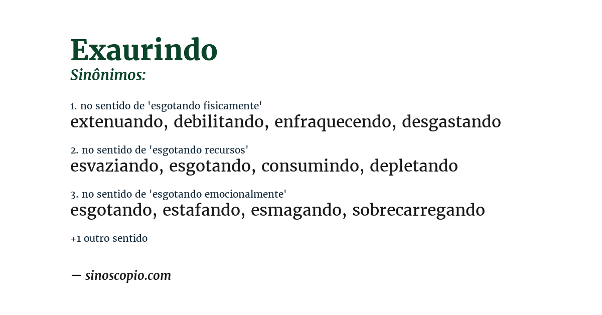 Sinônimo de exaurindo
