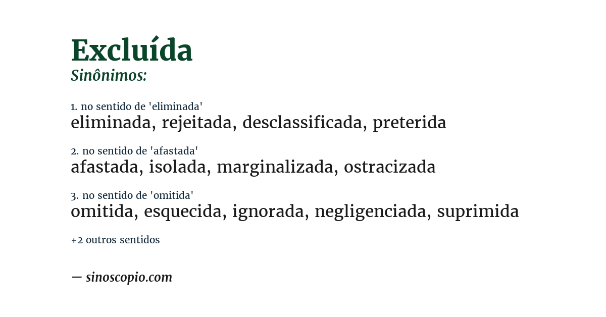 Sinônimo de excluída