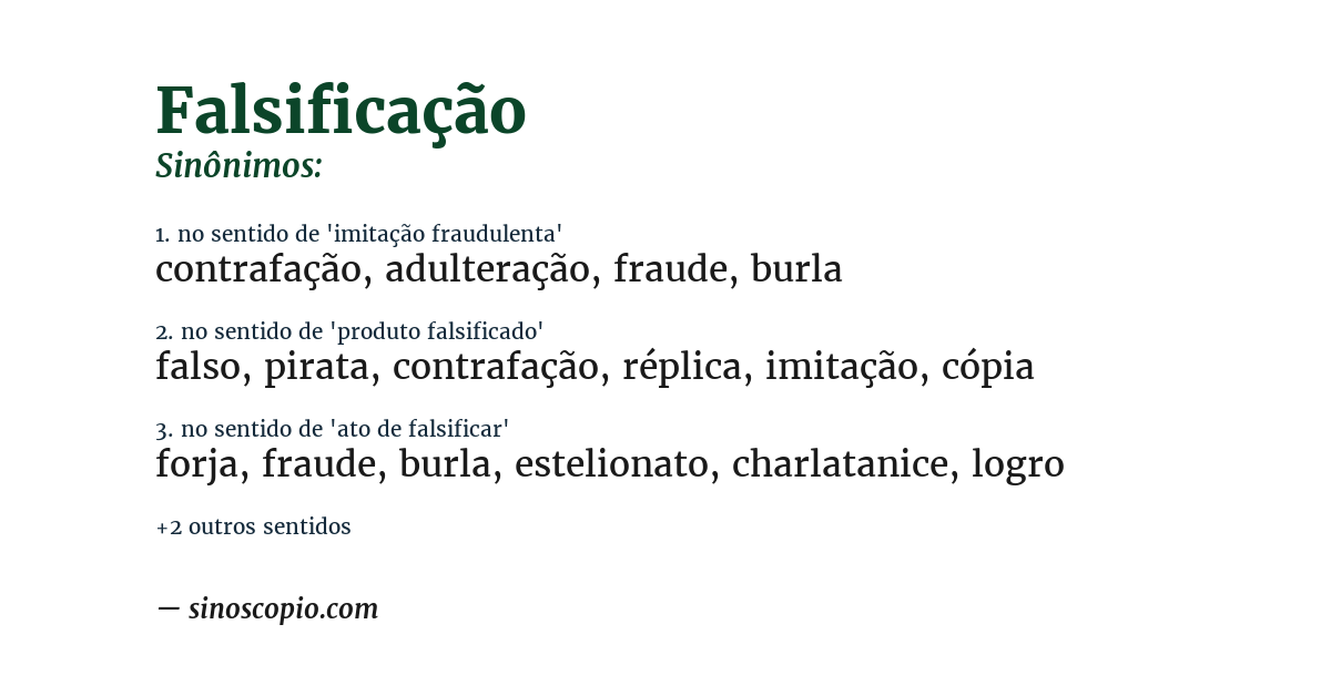 Sinônimo de falsificação