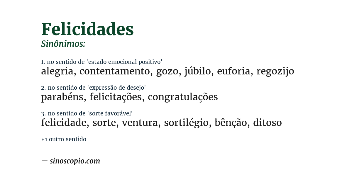 Sinônimo de felicidades