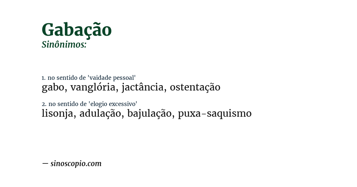 Sinônimo de gabação