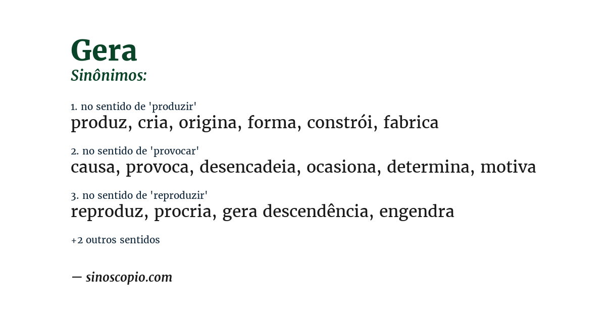 Sinônimo de gera