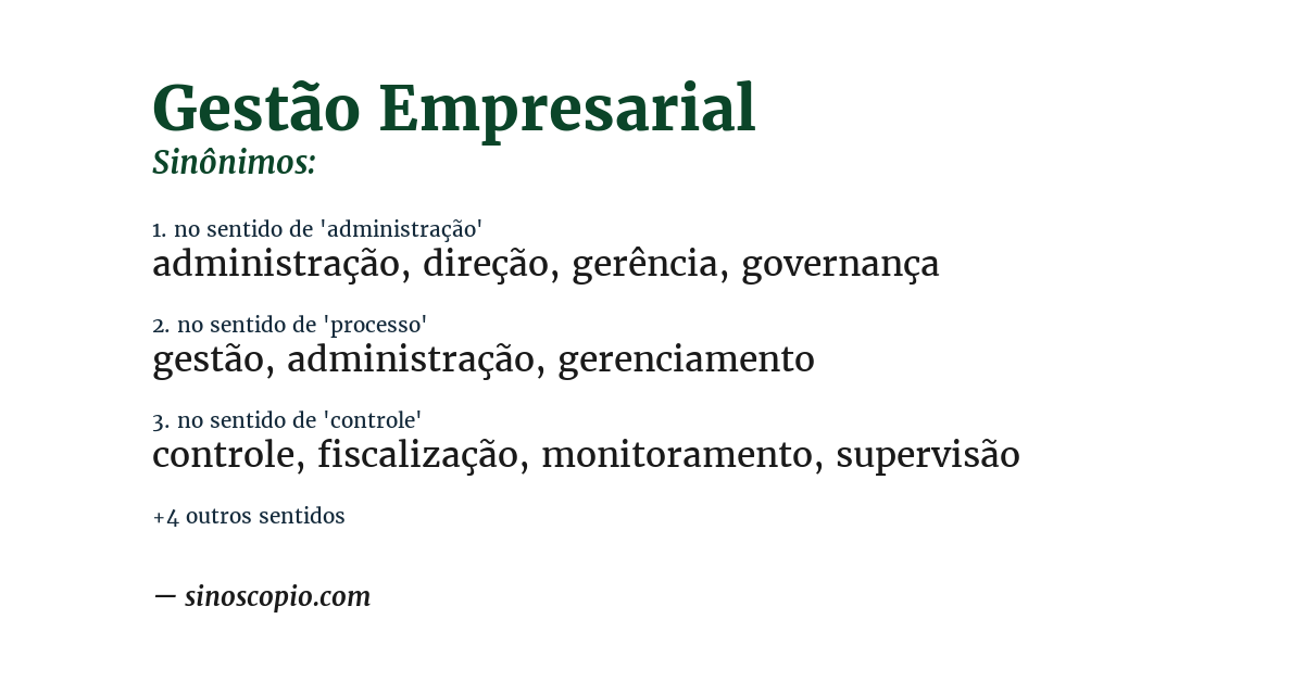 Sinônimo de gestão empresarial